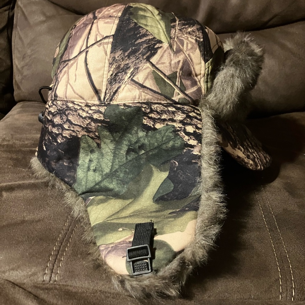 Camouflage Trapper Hat with Faux Fur